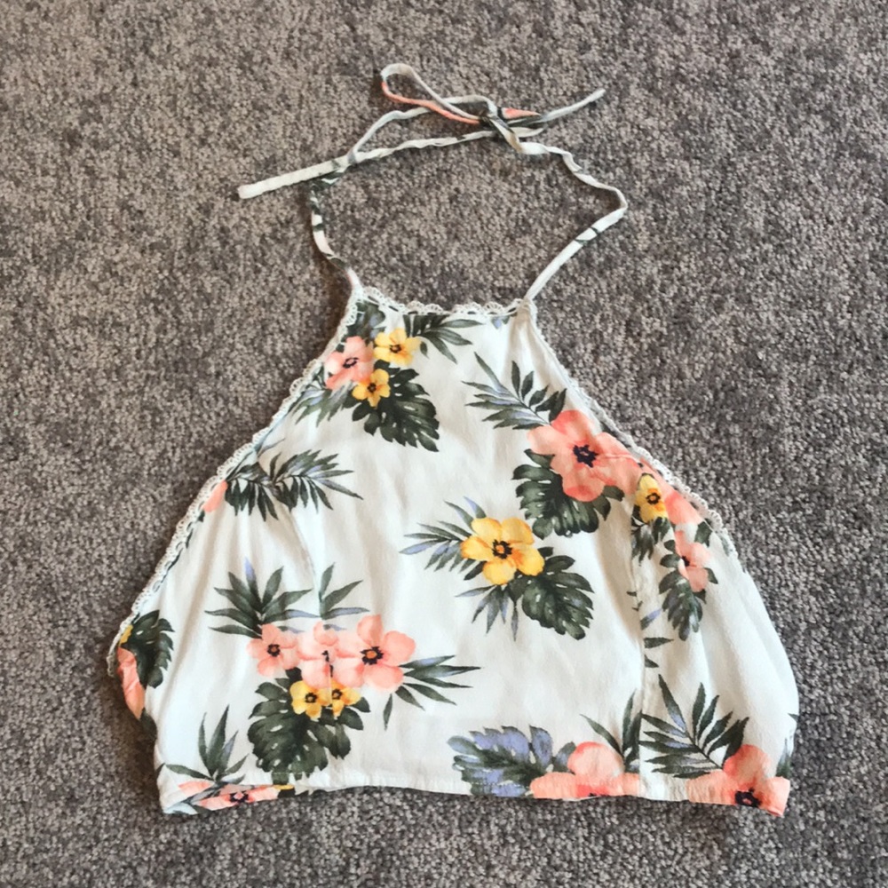 Forever 21 Tropical Halter Crop Top - Picture 1 of 6